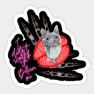 mischievous cat- I didn't scratch it. Believe me. Sticker